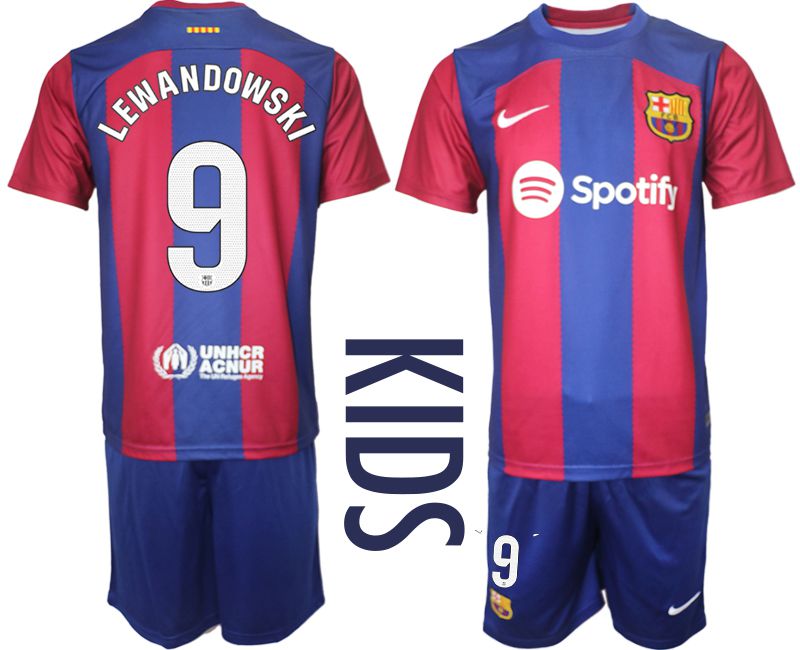 Youth 2023-2024 Club Barcelona home red #9 Soccer Jersey